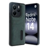 Mey İthalat® Redmi Note 14 4G Kılıf Sara Kartvizitli Deri Kılıf - Koyu Yeşil