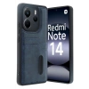 Mey İthalat® Redmi Note 14 4G Kılıf Sara Kartvizitli Deri Kılıf - Lacivert