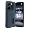 Mey İthalat® Redmi Note 14 4G Kılıf Sara Kartvizitli Deri Kılıf - Lacivert