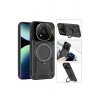 Mey İthalat®   Redmi Note 14 Pro Plus Kılıf Joy Lens Standlı Kapak - Mor