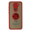 Mey İthalat®   Redmi Note 9 Kılıf Montreal Yüzüklü Silikon Kapak - Kırmızı