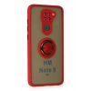 Mey İthalat®   Redmi Note 9 Kılıf Montreal Yüzüklü Silikon Kapak - Kırmızı