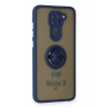 Mey İthalat®   Redmi Note 9 Kılıf Montreal Yüzüklü Silikon Kapak - Lacivert