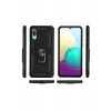 Mey İthalat®  Samsung Galaxy A02 Kılıf Sofya Yüzüklü Silikon Kapak - Siyah