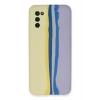 Mey İthalat® Samsung Galaxy A03S Kılıf Ebruli Lansman Silikon - Sarı-Lila