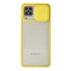 Mey İthalat® Samsung Galaxy A12 Kılıf Palm Buzlu Kamera Sürgülü Silikon - Sarı
