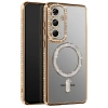 Mey İthalat®  Samsung Galaxy A57 5G Joke Simli Magneticsafe Kılıf - Gold