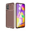 Mey İthalat®  Samsung Galaxy M31S Kılıf Auto Focus Karbon Kapak - Kahverengi