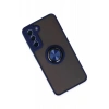 Mey İthalat®  Samsung Galaxy S21 FE Kılıf Montreal Yüzüklü Silikon Kapak - Lacivert