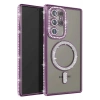 Mey İthalat®  Samsung Galaxy S23 Ultra Joke Simli Magneticsafe Kılıf - Derin Mor