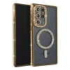 Mey İthalat®  Samsung Galaxy S23 Ultra Joke Simli Magneticsafe Kılıf - Gold