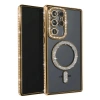 Mey İthalat®  Samsung Galaxy S23 Ultra Joke Simli Magneticsafe Kılıf - Gold