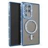 Mey İthalat®  Samsung Galaxy S23 Ultra Joke Simli Magneticsafe Kılıf - Mavi