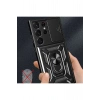 Mey İthalat®  Samsung Galaxy S23 Ultra Kılıf Pars Lens Yüzüklü Silikon - Siyah