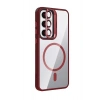 Mey İthalat®  Samsung Galaxy S24 FE Remim Lensli Magsafe Standlı Kapak - Bordo