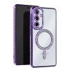Mey İthalat®  Samsung Galaxy S25 Edge Joke Simli Magneticsafe Kılıf - Derin Mor