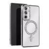 Mey İthalat®  Samsung Galaxy S25 Edge Joke Simli Magneticsafe Kılıf - Gümüş