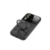 Mey İthalat®  Samsung Galaxy S25 Edge Kılıf Joy Lens Standlı Kapak - Siyah