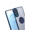 Mey İthalat®  Samsung Galaxy S25 Edge Kılıf Montreal Yüzüklü Silikon Kapak - Lacivert