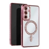 Mey İthalat®  Samsung Galaxy S25 Kılıf Joke Simli Magneticsafe Kılıf - Pembe
