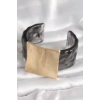 Mey İthalat® Siyah Mermer Desen Akrilik Plastik Gold Kare Plaka Model Vintage Kadın Bilezik
