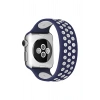 Mey İthalat® Watch 38mm Ayarlı Delikli Silikon Kordon - Lacivert-Beyaz