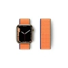 Mey İthalat® Watch 42mm Hasırlı Cırtcırtlı Kordon - Turuncu