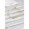 Mey İthalat® Zirkon Taşlı Yonca Model Gold Renk Kadın Bileklik