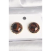 Pirinç Gold Renk 3D Daire Leopar Model Kadın Küpe