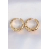 Pirinç Gold Renk Asimetrik Kıvrım Küpe