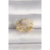 Pirinç Gold Renk Ayarlanabilir Baget Zirkon Taş Model Kadın Yüzük