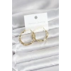 Pirinç Gold Renk Minimal Kare Halka Kadın Küpe