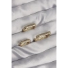 Pirinç Gold Renk Renkli Zirkon Taşlı Kare Model Küpe Seti