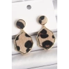Pirinç Gold Renk Sallantı Leopar Desen Plaka Model Kadın Küpe