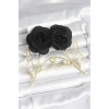 Pirinç Gold Renk Siyah Gül Model Kadın Küpe