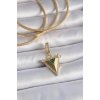Pirinç Gold Renk Zirkon Taşlı 3D Üçgen Model Ajda Charm