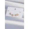 Pirinç Gold Renk Zirkon Taşlı Damla Model Küpe Seti