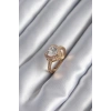 Pirinç Gold Renk Zirkon Taşlı Kalp Charm Model Kadın Yüzük
