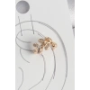 Pirinç Gold Renk Zirkon Taşlı Yaprak Model Kadın Kıkırdak Küpe