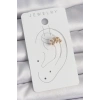 Pirinç Gold Renk Zirkon Taşlı Yaprak Model Kadın Kıkırdak Küpe