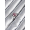 Pirinç Gümüş Renk Pembe Zirkon Taş Kalp Charm Model Kadın Yüzük