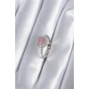 Pirinç Gümüş Renk Pembe Zirkon Taş Kalp Charm Model Kadın Yüzük