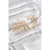 Pirinç Halka Model Gold Renk Kadın Set Küpe