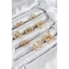 Pirinç Sarmal Ve Yıldız Model Gold Renk Kadın Yüzük Kombin Set