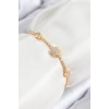 Pirinç Zirkon Taşlı Kar Tanesi Model Gold Renk Asansörlü Kadın Bileklik
