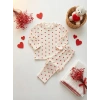 Raporlu Kalp Desenli Alt Üst Pijama Takımı