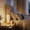 Silindirik Kristal Çizgi Model LED Masa Lambası – Gold Tabanlı, Dokunmatik, 3 Renk Işık Modlu, Şarjlı Modern Dekoratif Gece Lambası (5468)