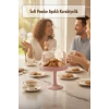 Soft Pembe Akrilik Ayaklı Kurabiyelik & Kapaklı Sunum Standı - 2 Parça