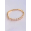 Vip Seri Pirinç Pembe Zirkon Taşlı Gold Renk Baget Model Bileklik