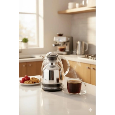 1 Lt Akrilik Şeffaf Çay Termosu 12 Saat Sıcak 24 Saat Soğuk